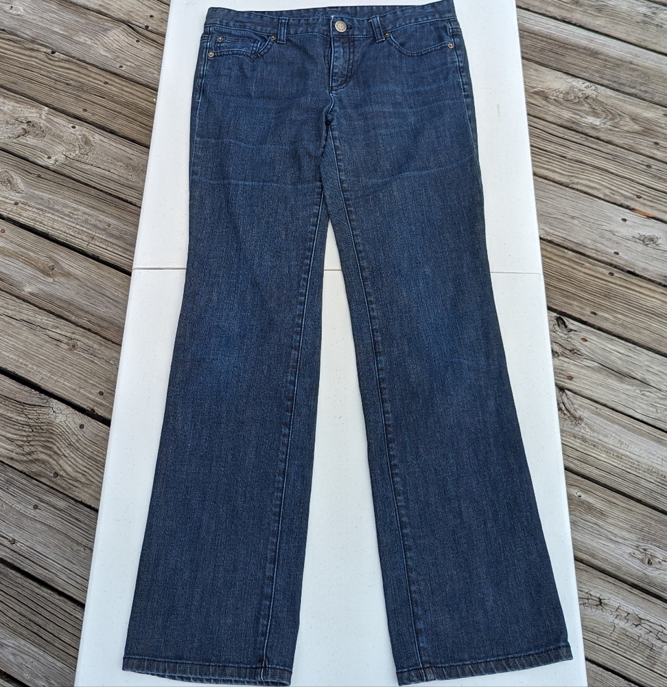 Ann Taylor Straight Leg Jeans - Dark Blue Denim - Picture 2 of 4
